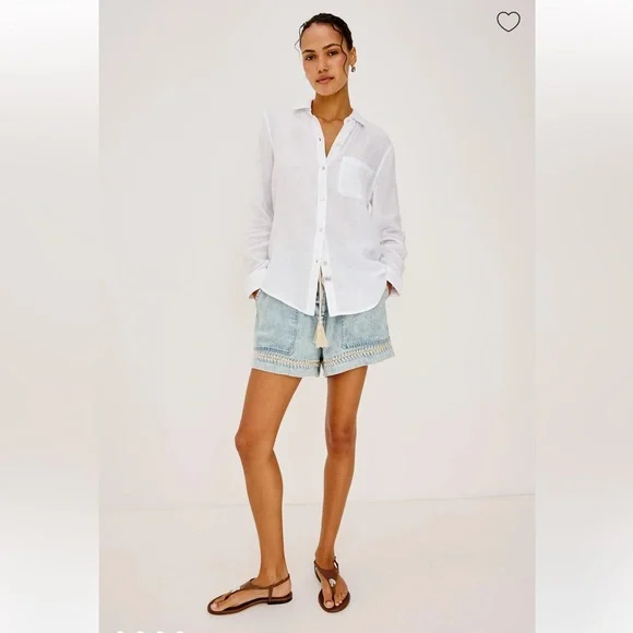 Rails Ellis gauze white organic cotton Button-Up Shirt S - Picture 3 of 9